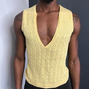 Yellow. J Crew. Deep V Neck.